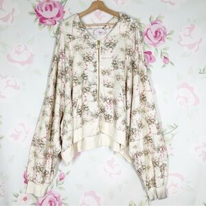 Selkie Cream Floral Zip Hoodie